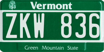 VT license plate ZKW836