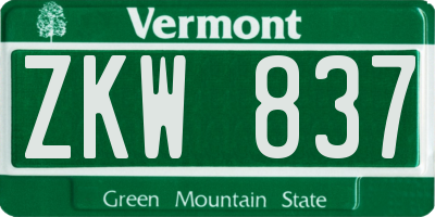 VT license plate ZKW837