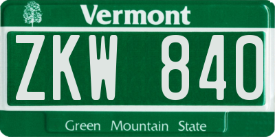 VT license plate ZKW840