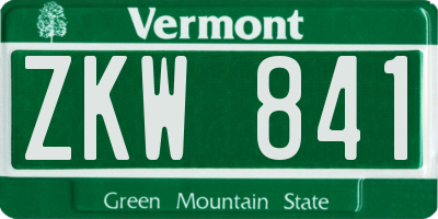 VT license plate ZKW841