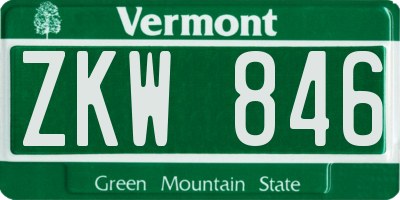 VT license plate ZKW846