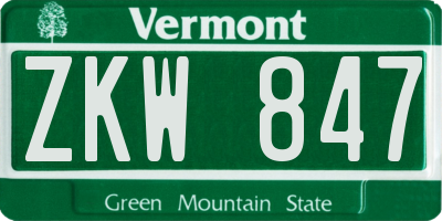 VT license plate ZKW847