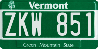 VT license plate ZKW851