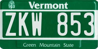 VT license plate ZKW853