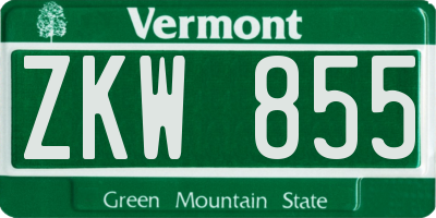 VT license plate ZKW855