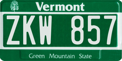 VT license plate ZKW857