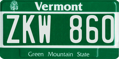 VT license plate ZKW860