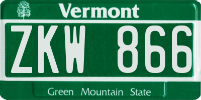 VT license plate ZKW866