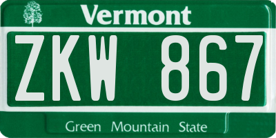 VT license plate ZKW867