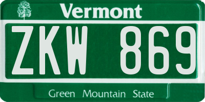 VT license plate ZKW869