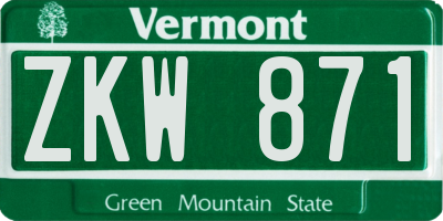 VT license plate ZKW871