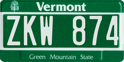 VT license plate ZKW874