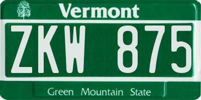 VT license plate ZKW875