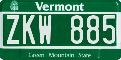 VT license plate ZKW885