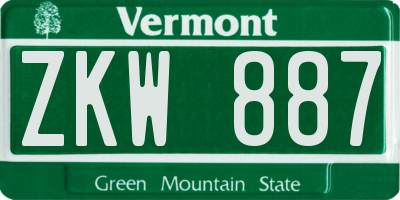 VT license plate ZKW887