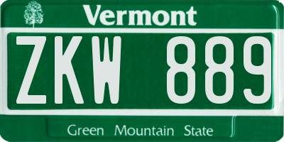 VT license plate ZKW889