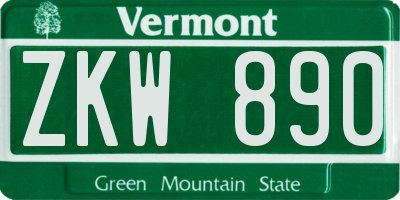 VT license plate ZKW890