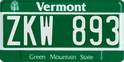 VT license plate ZKW893