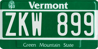 VT license plate ZKW899