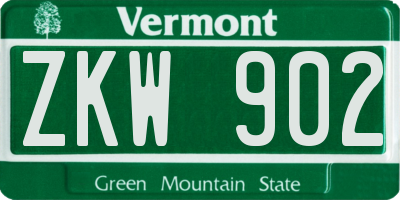 VT license plate ZKW902