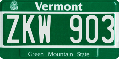 VT license plate ZKW903