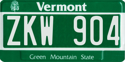 VT license plate ZKW904