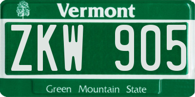 VT license plate ZKW905