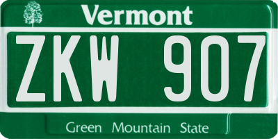 VT license plate ZKW907