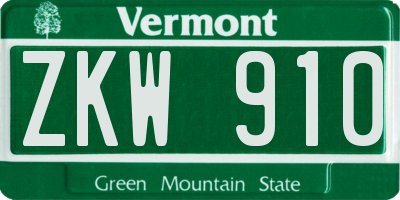VT license plate ZKW910