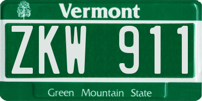 VT license plate ZKW911