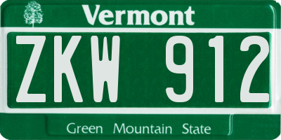 VT license plate ZKW912