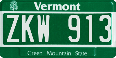 VT license plate ZKW913