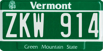 VT license plate ZKW914