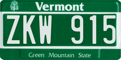 VT license plate ZKW915