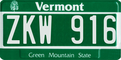 VT license plate ZKW916