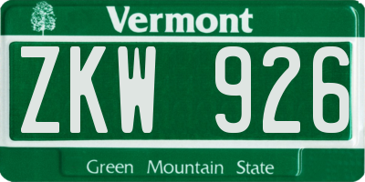 VT license plate ZKW926