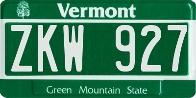 VT license plate ZKW927