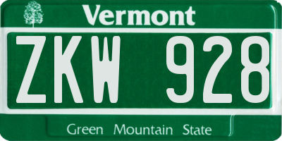 VT license plate ZKW928