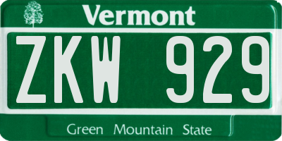 VT license plate ZKW929