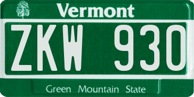 VT license plate ZKW930