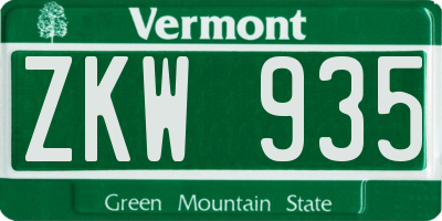 VT license plate ZKW935