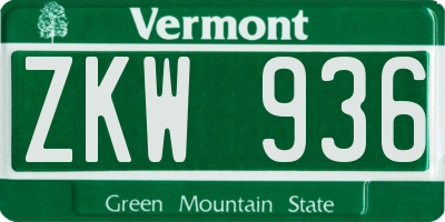 VT license plate ZKW936