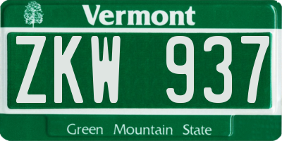 VT license plate ZKW937