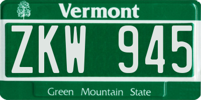 VT license plate ZKW945