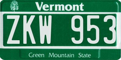 VT license plate ZKW953