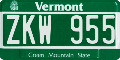 VT license plate ZKW955