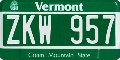 VT license plate ZKW957