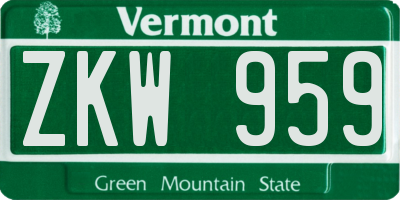 VT license plate ZKW959