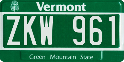 VT license plate ZKW961