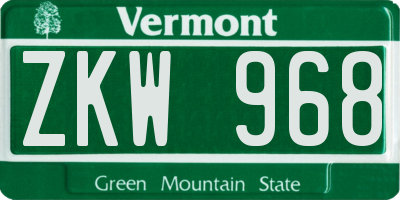 VT license plate ZKW968